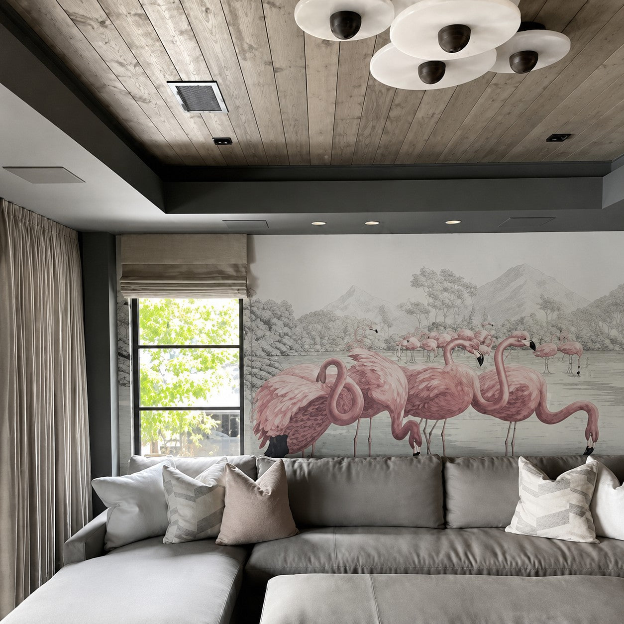Hand-painted mural wall creating a focal point in interior design