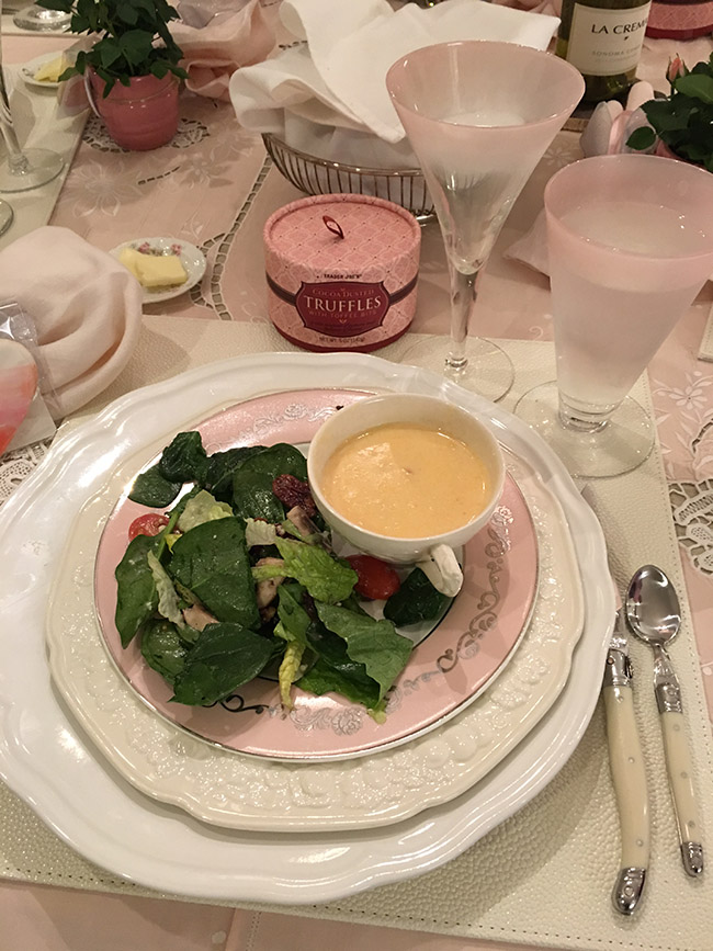 Segreto Secrets - My Valentine's Day Table Setting - Salad and Lobster Bisque First Course