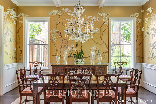 Segreto Secrets - Marti Stewart Dining Room inspired by Ima Hogg with Mural by Segreto