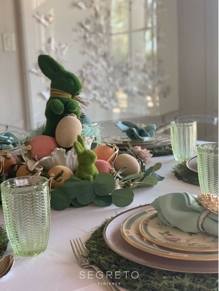 Easter Table with green glasses