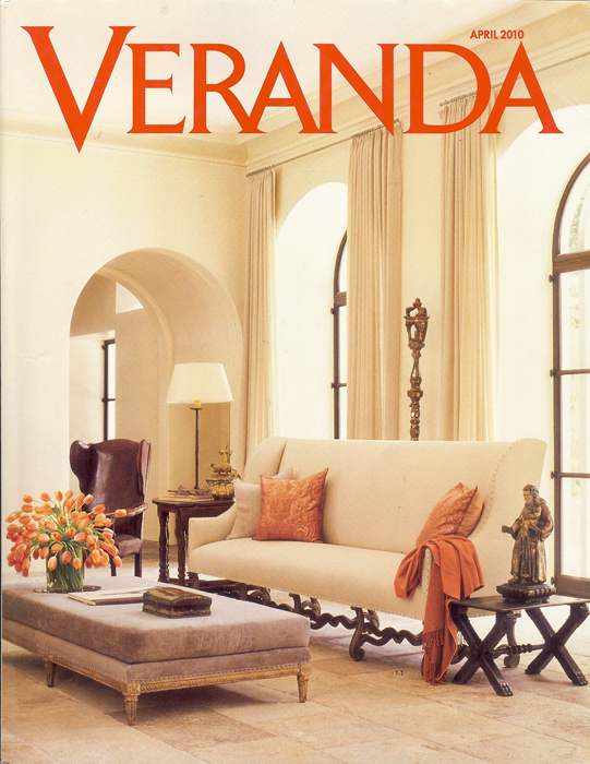 April 2010 cover of Veranda Magazine featuring Segreto Finishes plaster and the design work of Eleanor Cummings, Allan Edwards, Murphy Mears, Segreto Finishes, Chateau Domingue